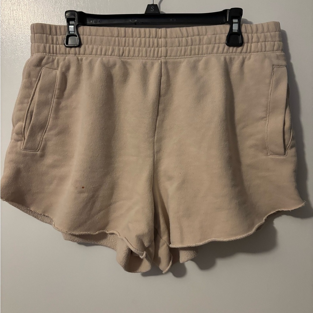 Aerie Soft Cream Chunky Athletic Shorts Feminine Athleisure Style Cozy